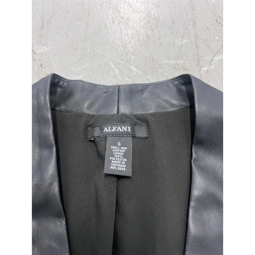 Alfani Gallery Mood Vest Jacket Women S Black Faux Leather Gothic Date Night NWT